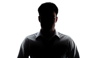 Fototapeta na wymiar Businessman portrait silhouette wearing a open collar shirt
