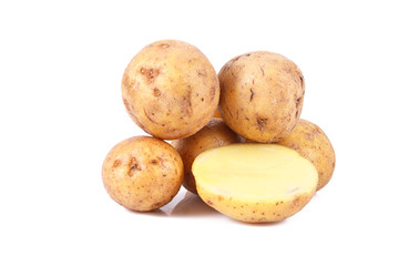 fresh potatoes isolated over white background