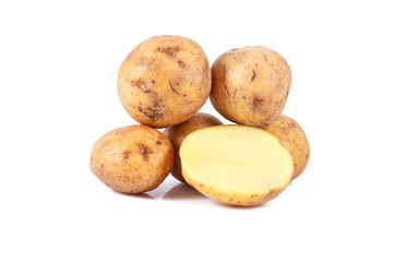 fresh potatoes isolated over white background