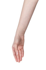 female teen hand to hold something