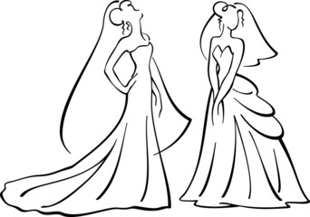 Fototapeta premium brides- vector line drawings