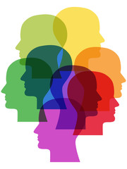 Baum aus Köpfen in Regenbogenfarben – Vektor und freigestellt