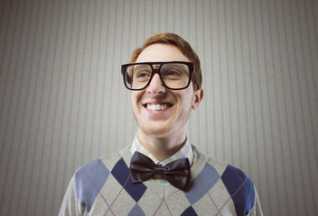 Nerd student making a funny smiling face