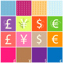 Dollar, euro, yen and pound vector