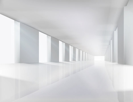 Corridor in modern building. Vector illustration.
