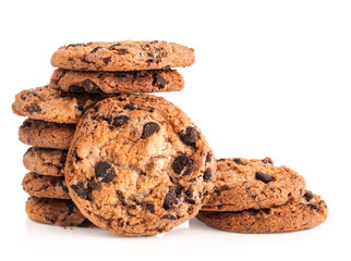 Chocolate pastry biscuits isolated on white background