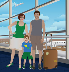 family at the airport