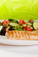 Grilled chicken with salad