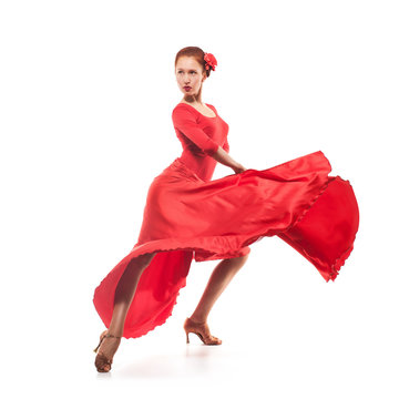 woman dancer wearing red dress