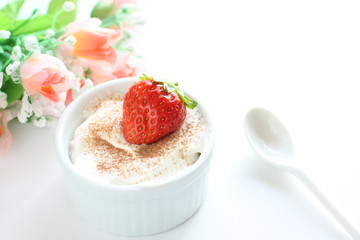 strawberry and mousse for gourmet dessert image