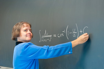 Woman teaching calculus