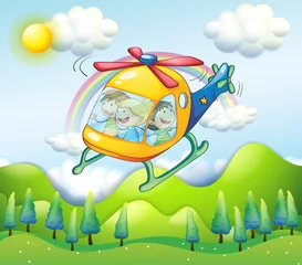Fotobehang Een helikopter met kinderen © GraphicsRF
