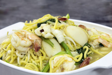 Hokkien Mee Stir Fry Noodles Side Closeup
