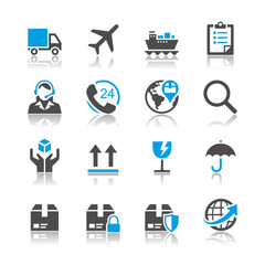 Naklejka premium Logistics and shipping icons - reflection theme