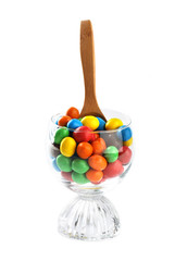 Chocolate eggs in glass cup