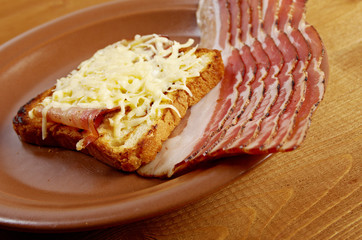 Cheese toast with piece  bacon