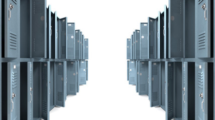 School Lockers Ransacked Aisle Perspective
