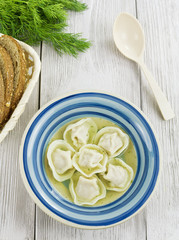 Ravioli with bouillon