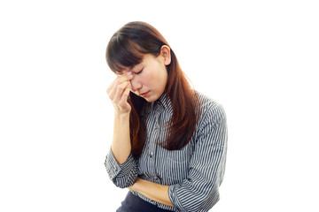 Fototapeta premium 頭痛に苦しむ女性