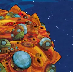 Tableaux ronds sur aluminium brossé Cosmos Le thème des extraterrestres - ovni - pour les enfants