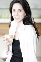 Woman enjoying a glass of wine