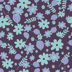 Fototapeta na wymiar Cute seamless pattern with floral elements
