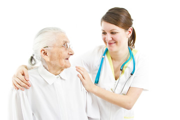 Fototapeta premium doctor taking care of an old lady
