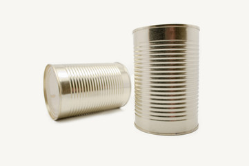 two Metal food container on white background