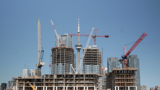 Large condominium construction worksite in Toronto.