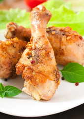 Grilled chicken legs and vegetables