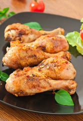 Grilled chicken legs and vegetables