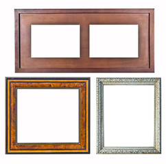 Old picture frame wood style on isolated