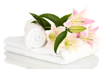 Obraz na płótnie Canvas Piękna lilia na ręcznik na białym