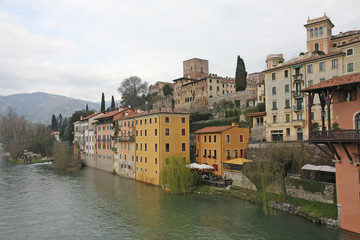 houses and residences bassano overlooking the brenta River on a