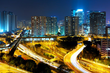 Fototapeta na wymiar city highway and traffic in city at night