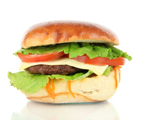 Big and tasty hamburger isolated on white