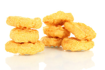 Fried chicken nuggets isolated on white