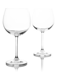 Empty wine glasses arranged and isolated on white
