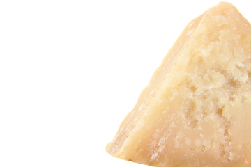 Piece of Parmesan cheese isolated on white