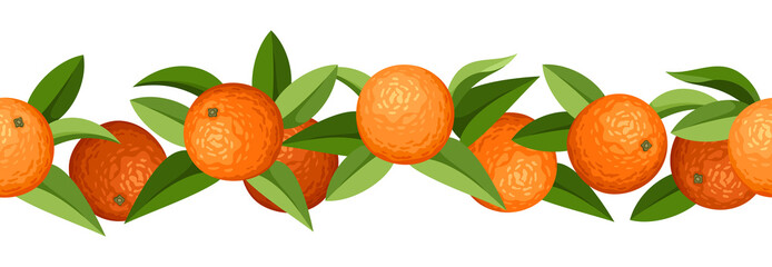 Horizontal seamless background with oranges. Vector illustration