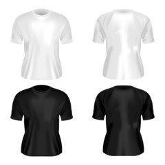 Empty white and black shirt design. Realistic vector illustratio