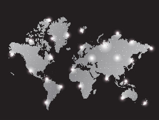 Fototapeta na wymiar szary świat map pikseli z oświetlenie punktowe