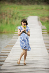 Pregnant Girl on Bridge