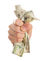 Close-up Of Hand Crushing Bank Note