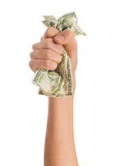 Close-up Of Hand Crushing Bank Note