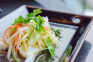 steamed white fish