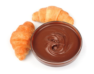 Chocolate cream with croissants