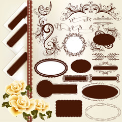 Set of vintage design elements and page decorations