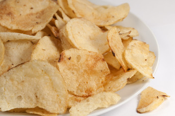 Chips on a white dish