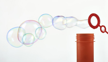 Making Abstract soap bubble on white